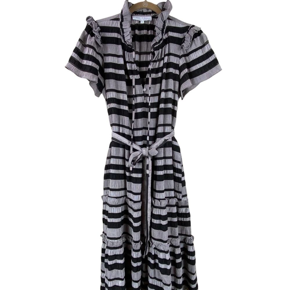 Hunter Bell Matthews Dress Black Stripe Size M New W/O Tag